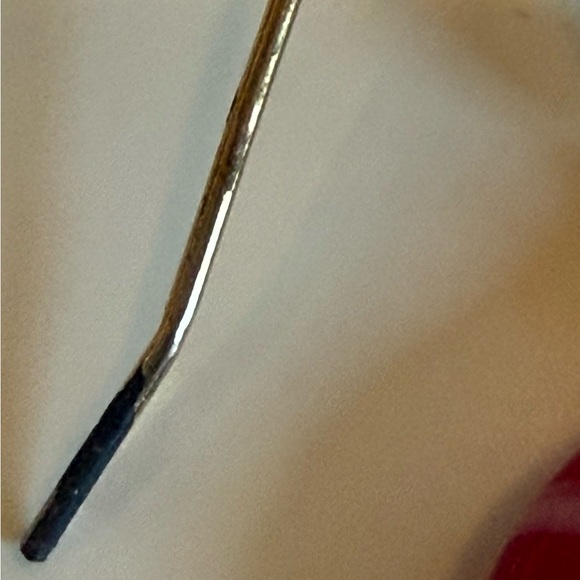 Glass red and white striped hand made drop earrings. - Picture 4 of 4